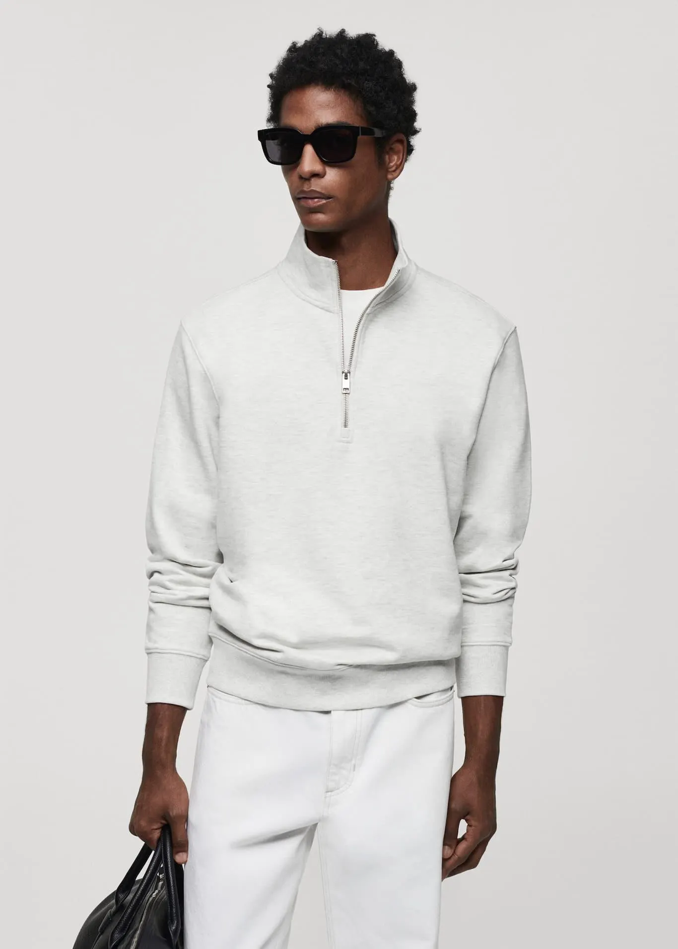Zipper cotton sweater
