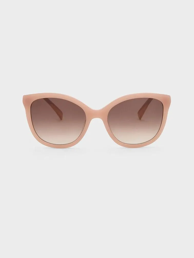 Recycled Acetate Oval Sunglasses - Pink
