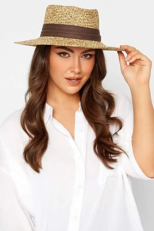 Natural Brown Straw Boater Hat