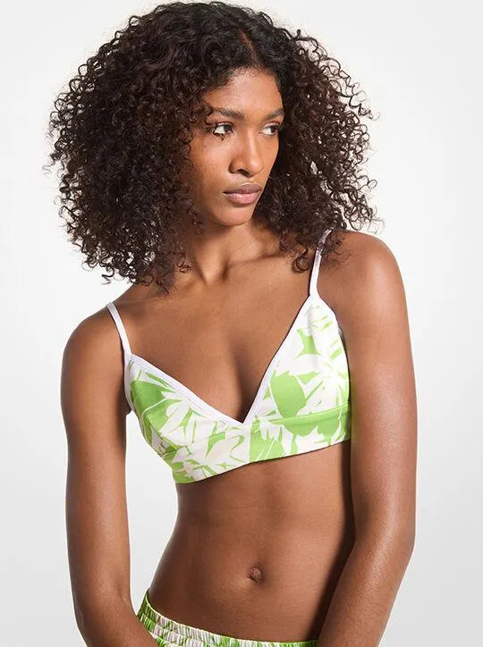 Palm Print Satin Bra Top