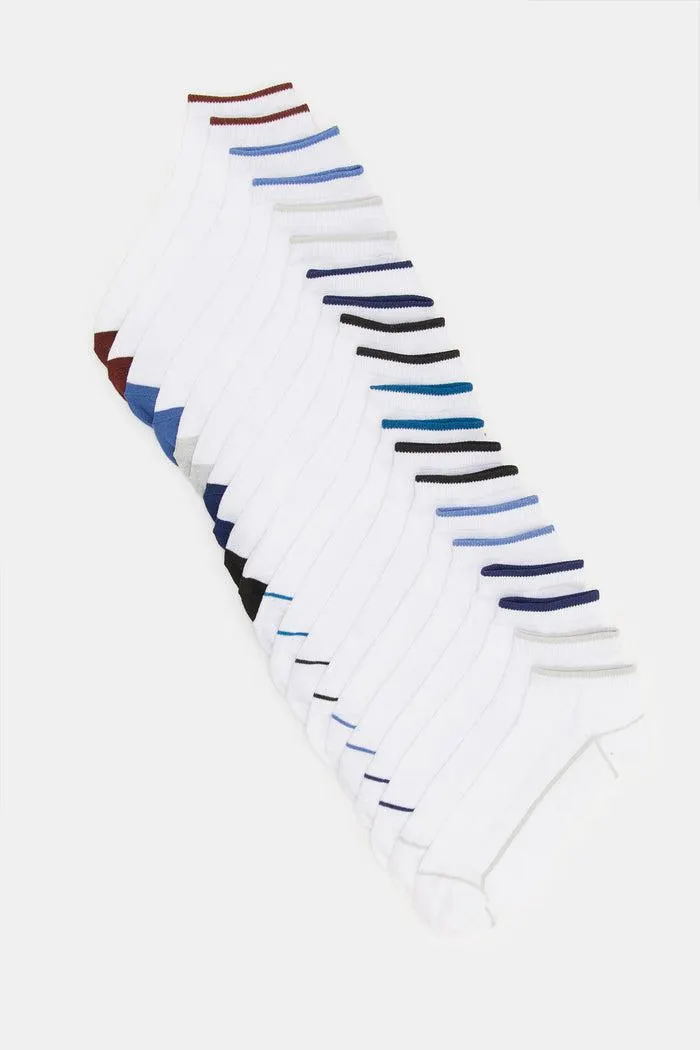 Men White Printed Socks Value Set (Pack Of 10)