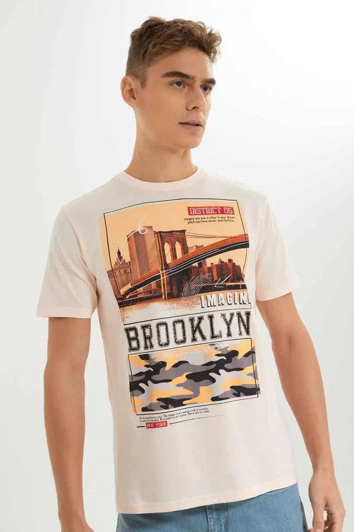 Men Orange Graphic T-Shirt