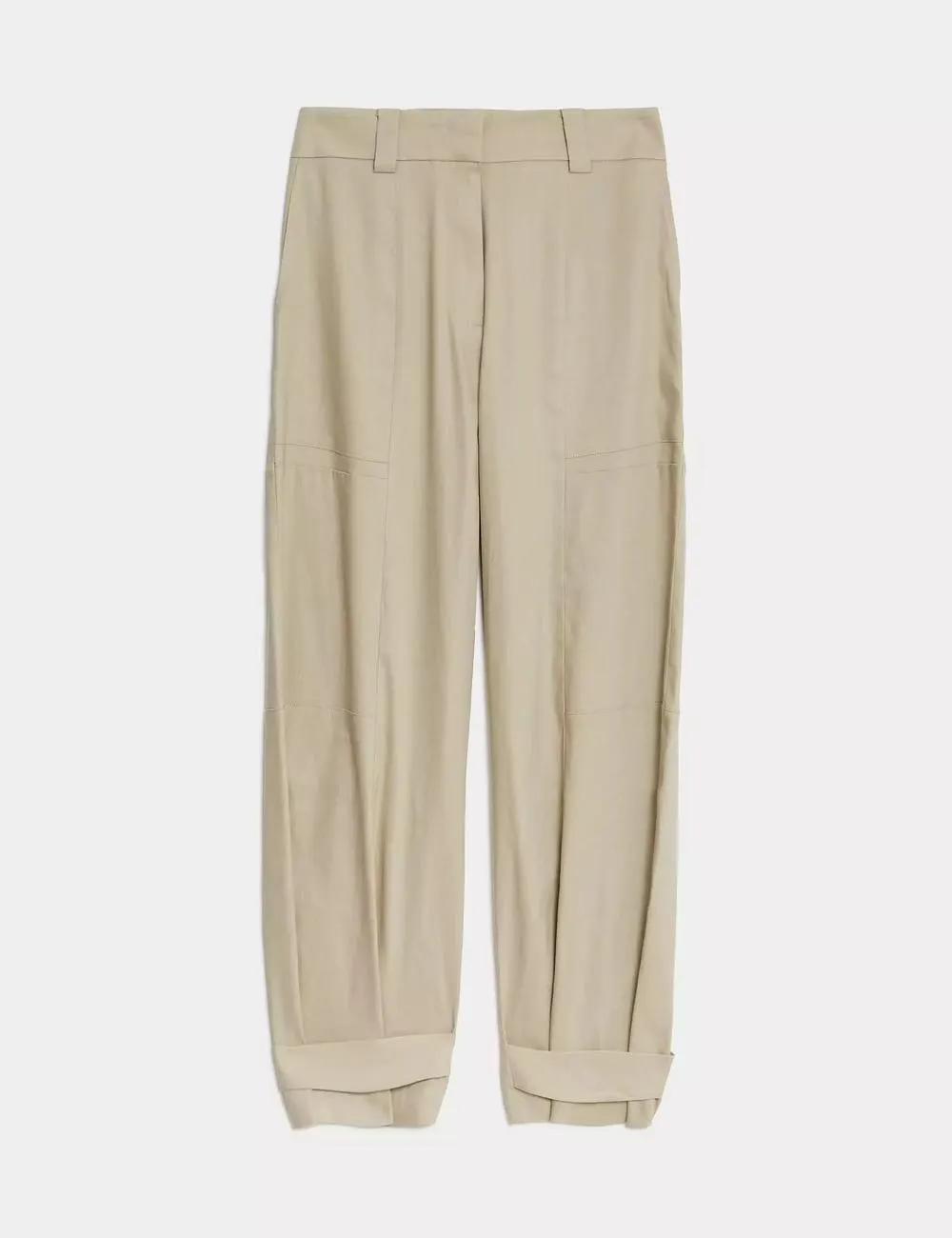Linen Blend Straight Leg Trousers