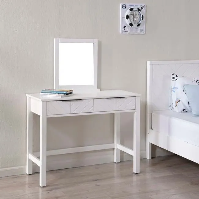 urbanedge kids dresser with mirror and 2 drawers pine wood & mdf - white