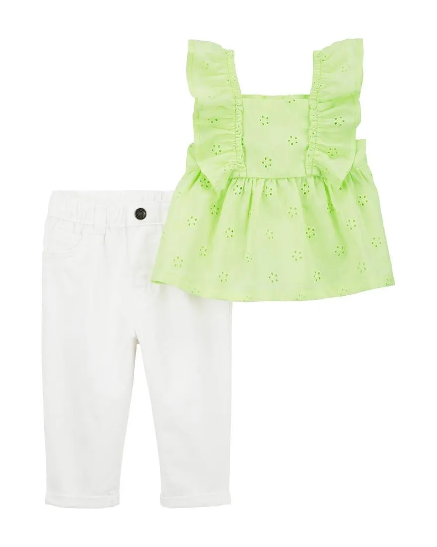 2-Piece Eyelet Top and Pant Set