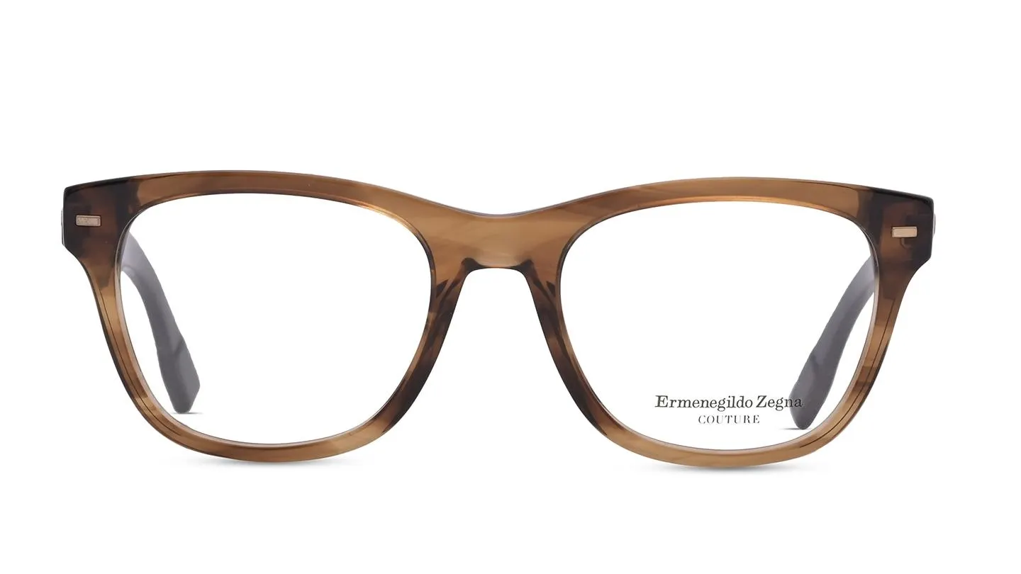 Men Geometric Shiny Dark Brown Eyeglass