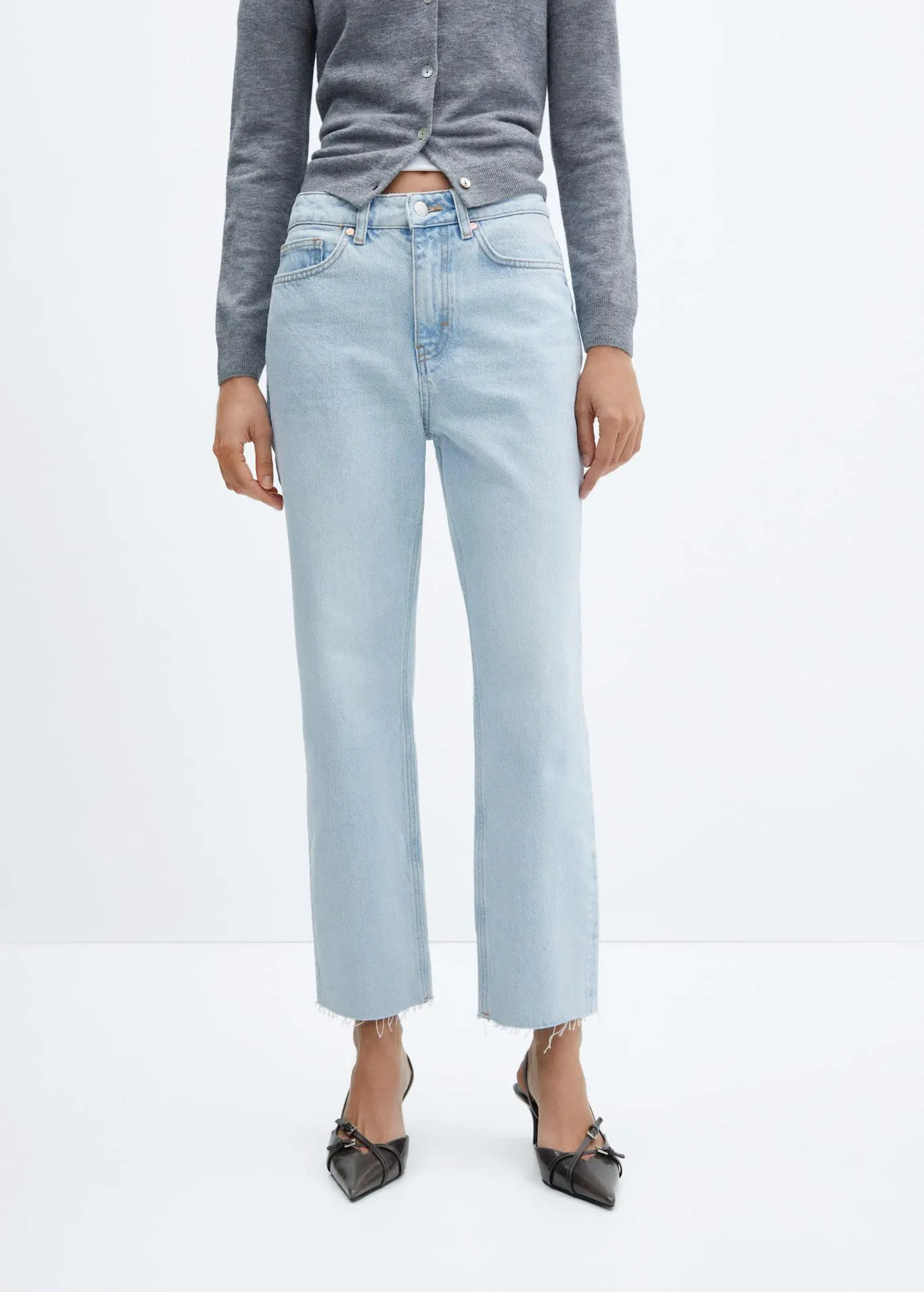 High-waist straight-fit jeans