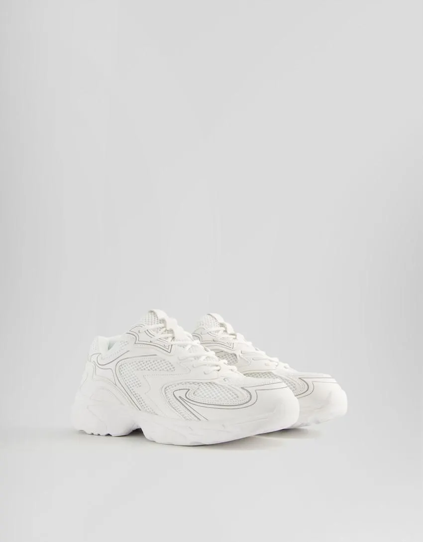 Men’s contrast mesh trainers with metallic details