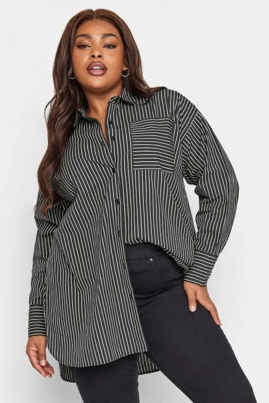 LIMITED COLLECTION Curve Black & White Striped Shirt