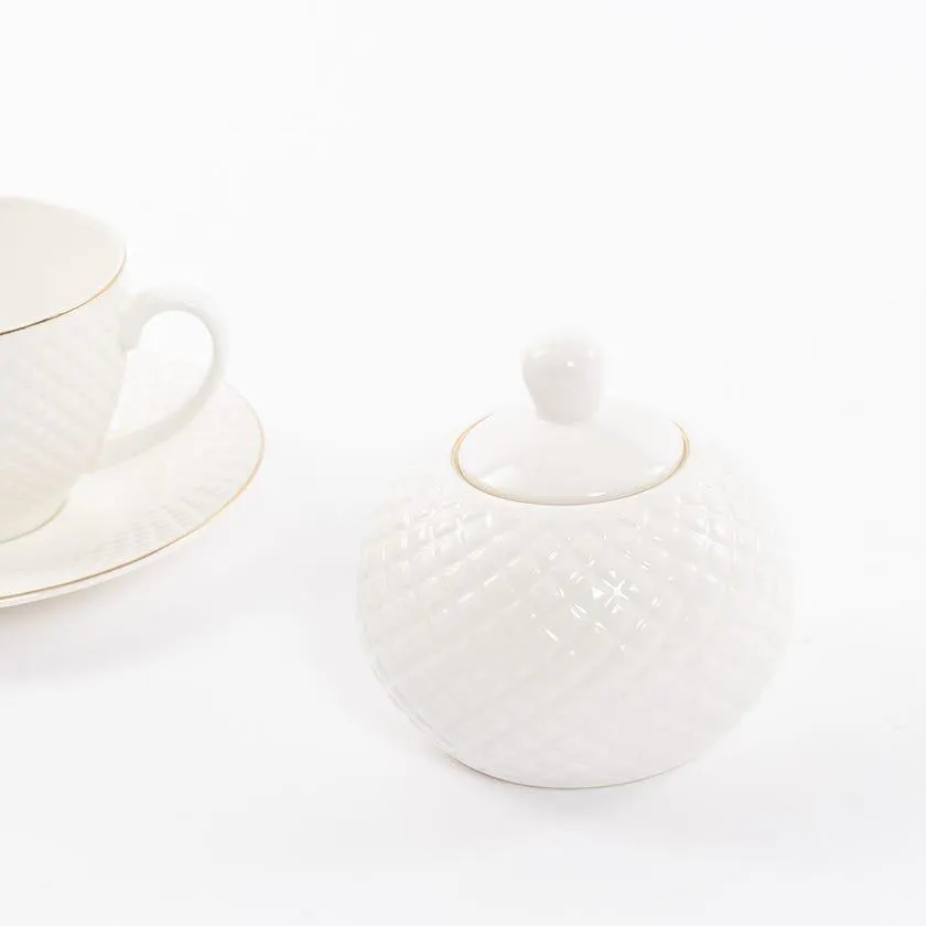Alba Sugar Pot, White - 9.6x9.6cm