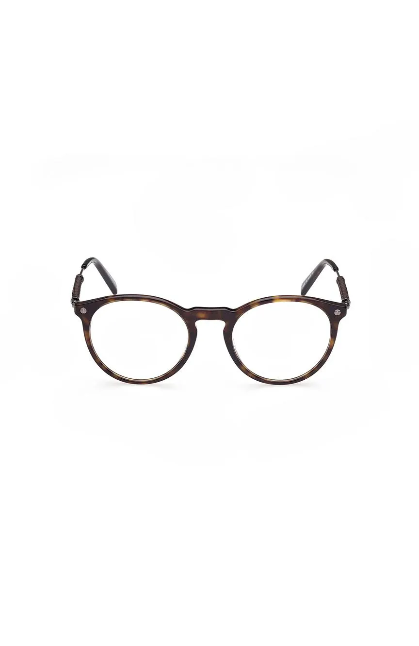 Men Round Shiny Black Optical Frame