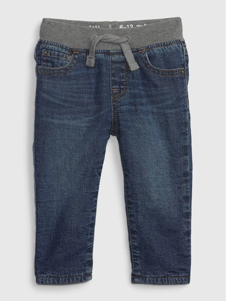 Baby Fleece-Lined Straight Jeans with Washwell