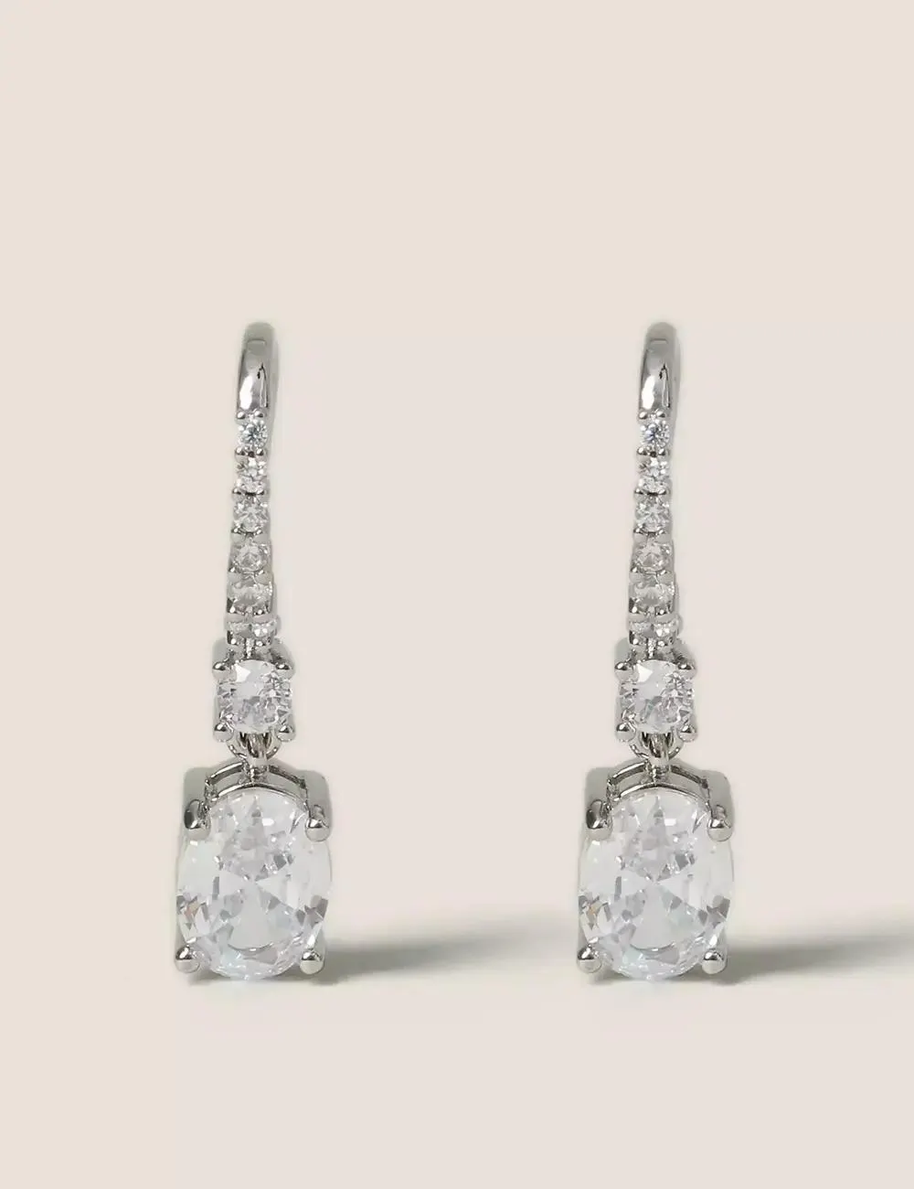 Platinum CZ Drop Earrings