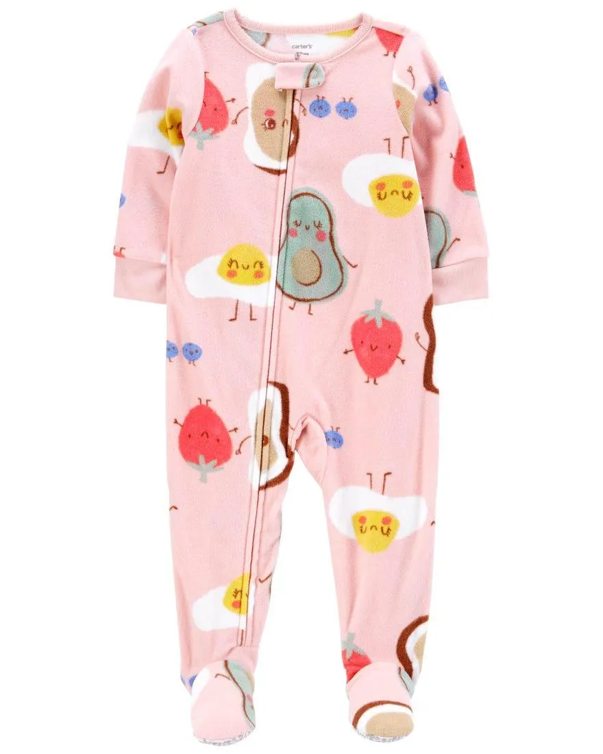 1-Piece Breakfast Fleece Footie PJs