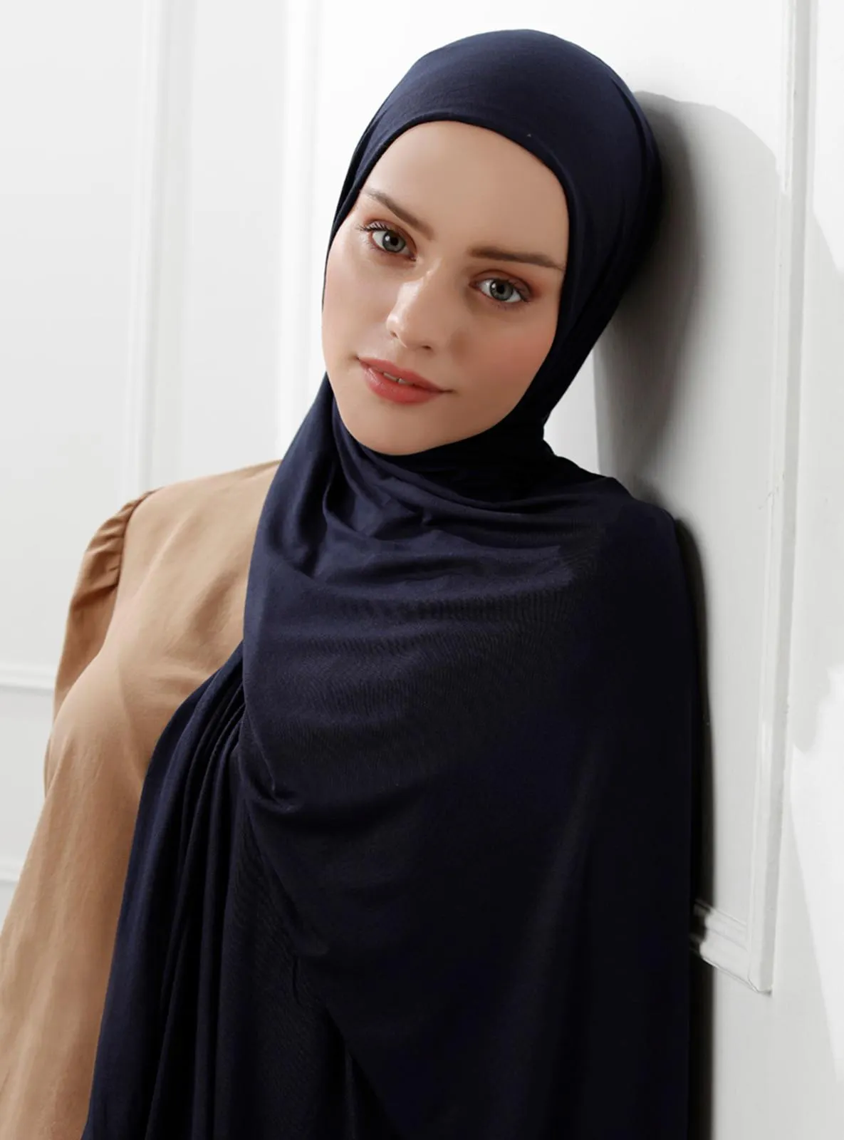 Mercerized Combed Cotton Shawl Dark Navy Blue