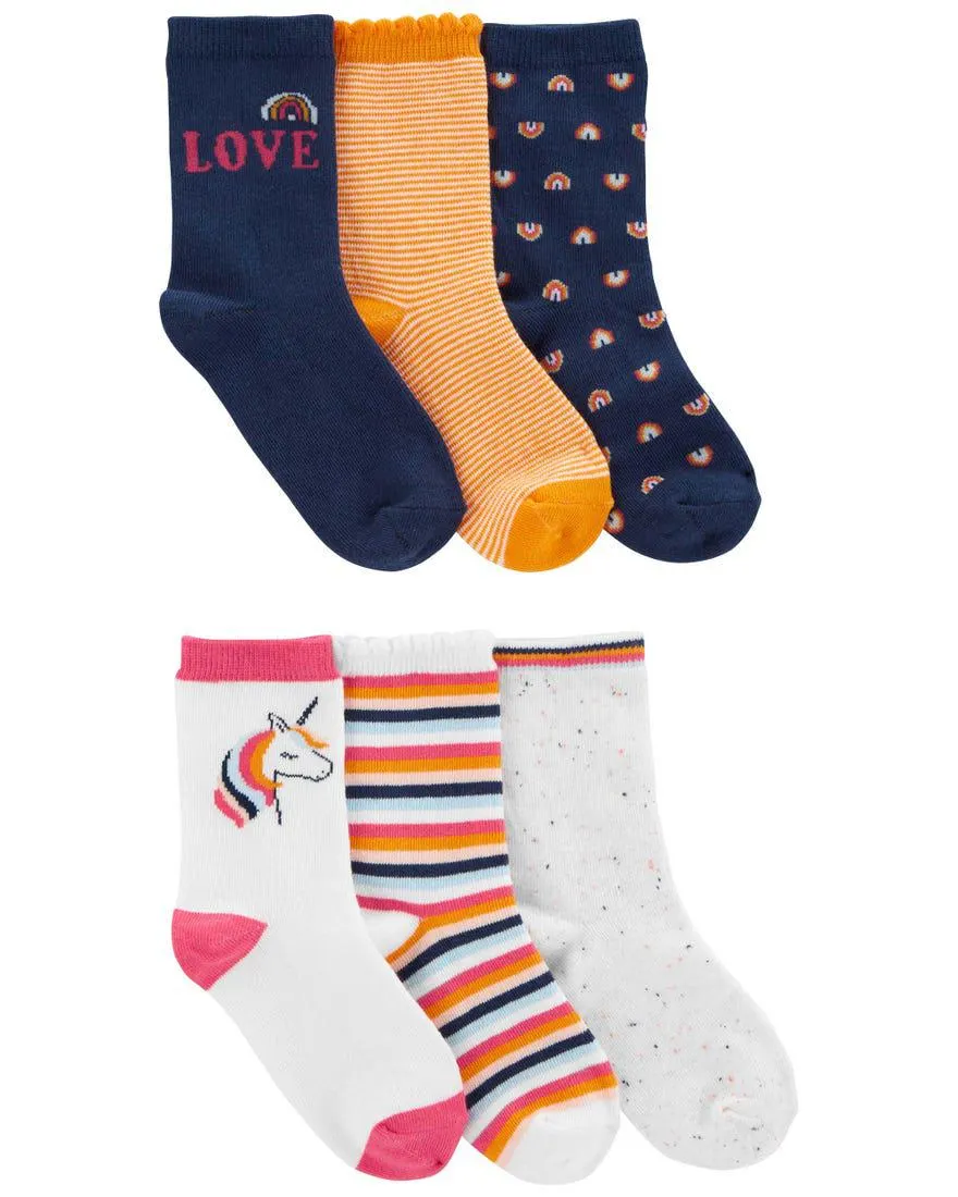 6-Pack Rainbow Unicorn Socks