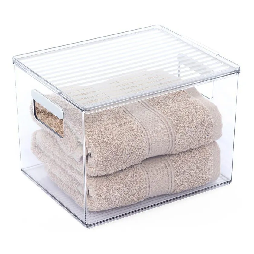 All Purpose Tall Storage Bin with Lid, Clear - Small, 15.8x14 cm
