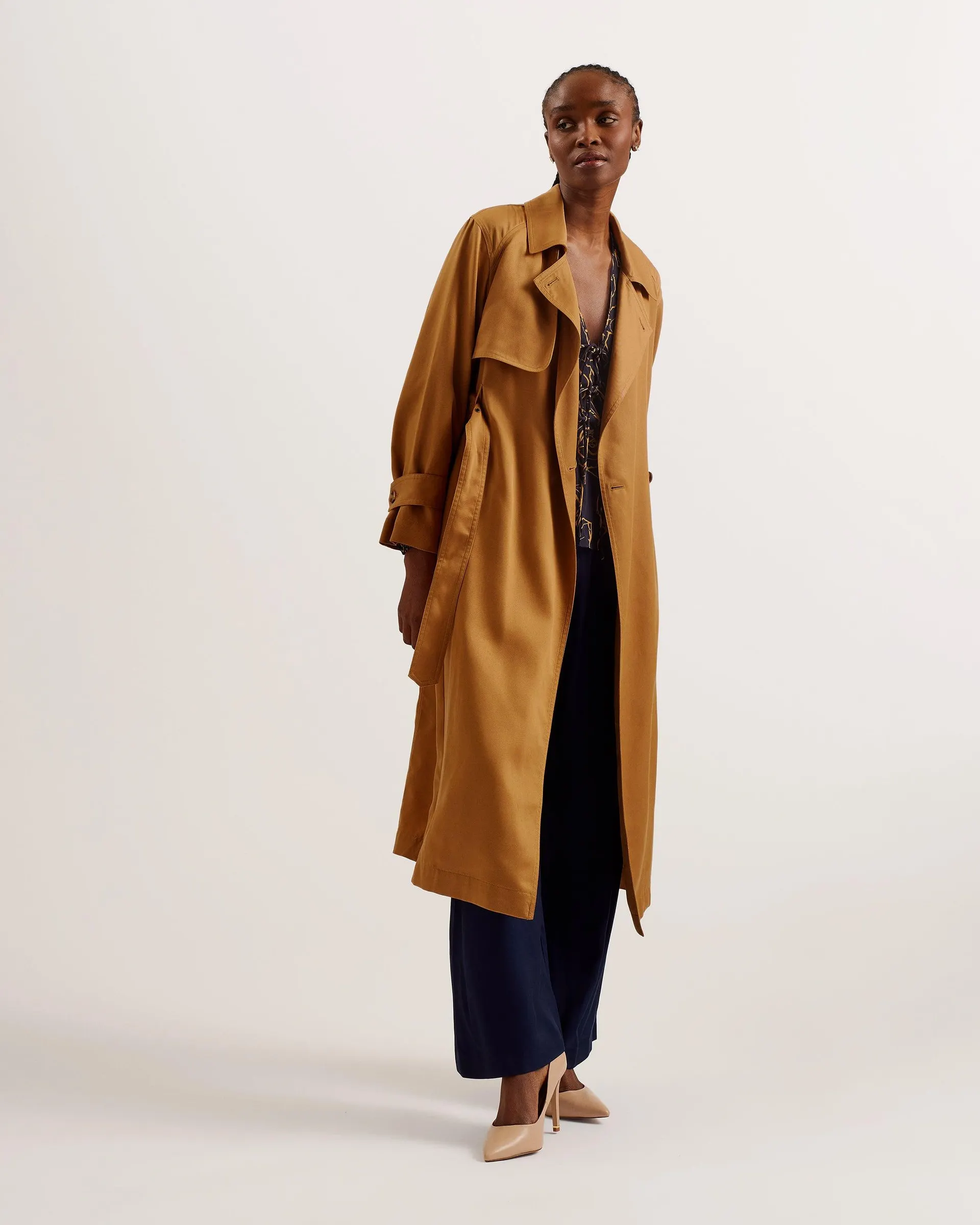Biferno Colour Block Trench Coat Brown