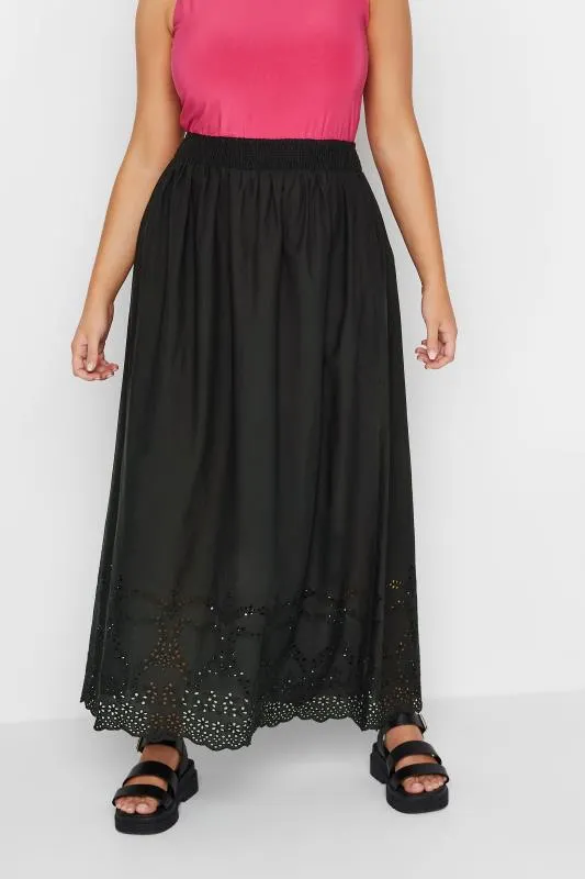 LIMITED COLLECTION Curve Black Broderie Anglaise Trim Maxi Skirt