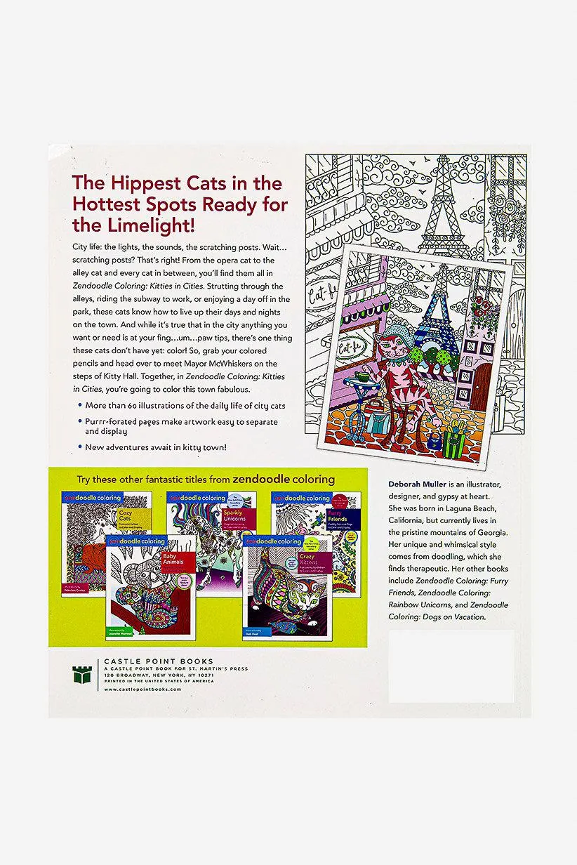 Zendoodle Coloring Books Kitties In Cities, White Combo