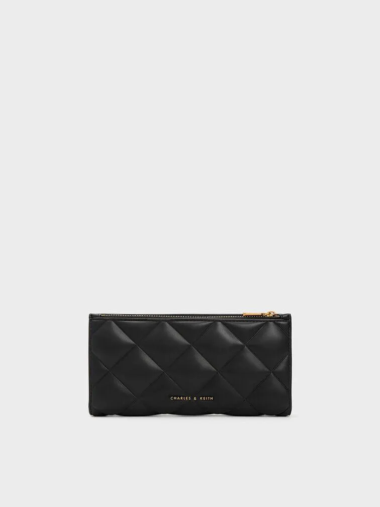 Danika Quilted Long Wallet - Black