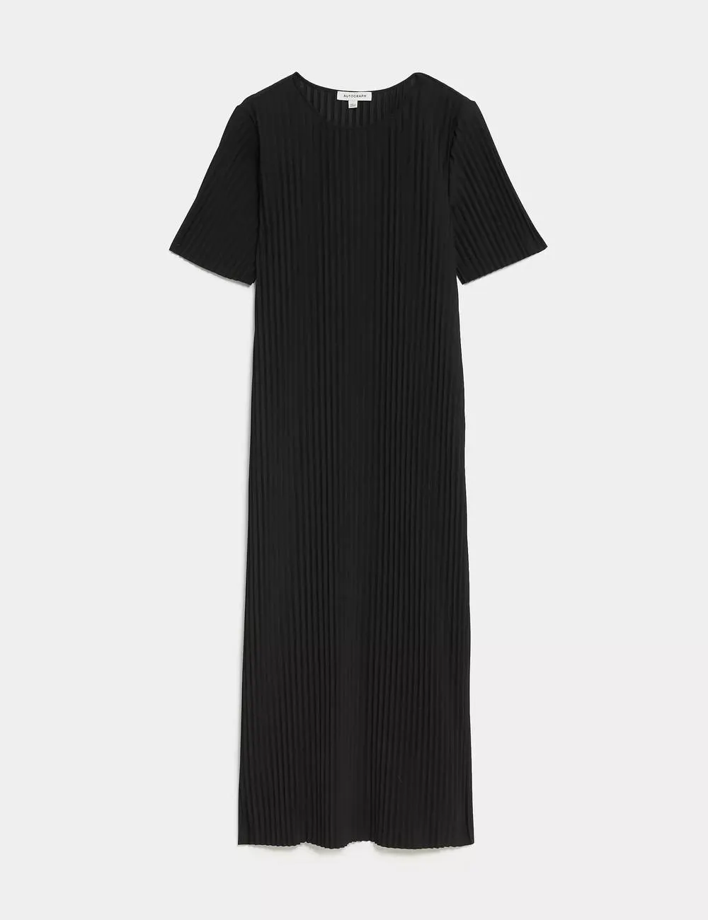 Plisse Round Neck Midi T-Shirt Dress