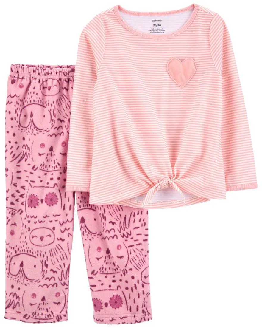 2-Piece Loose Fit Poly & Fleece PJs