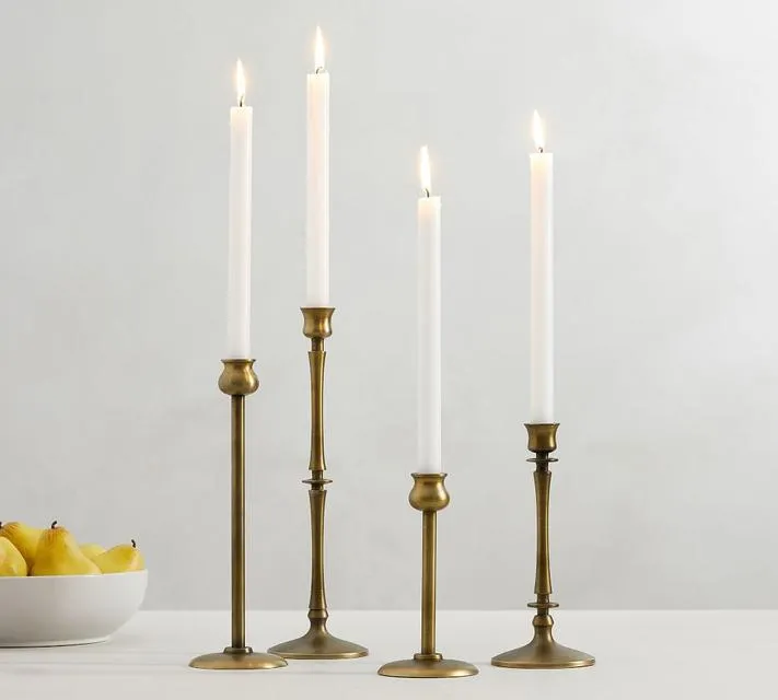 Booker Taper Candle Holders - Brass, Set of 4