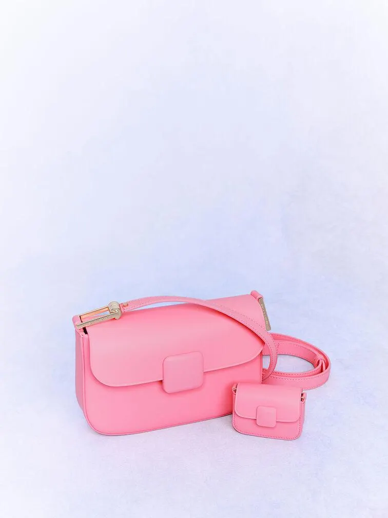Micro Koa Square Push-Lock Bag - Pink