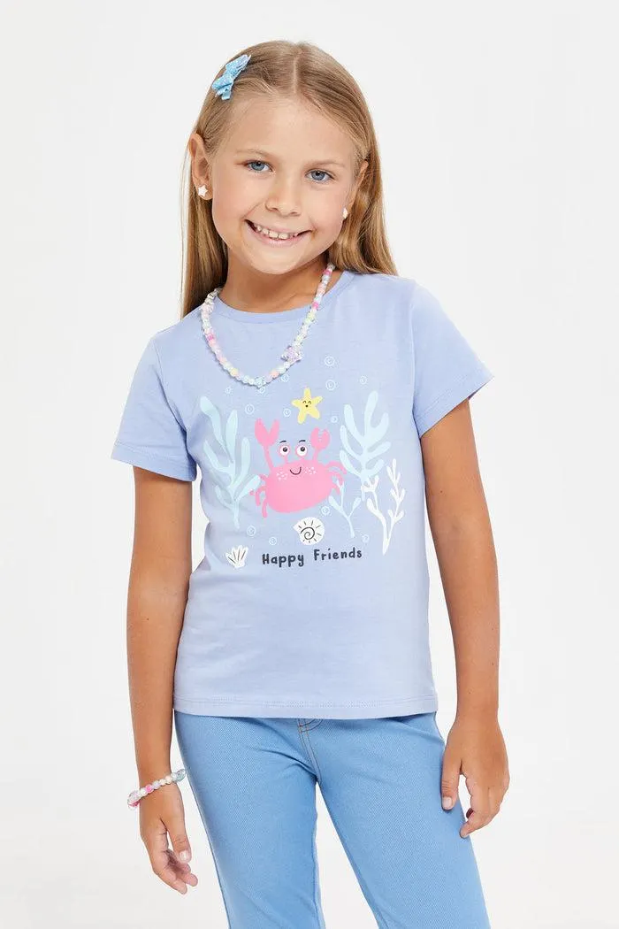 Girls Lilac Printed T-Shirt