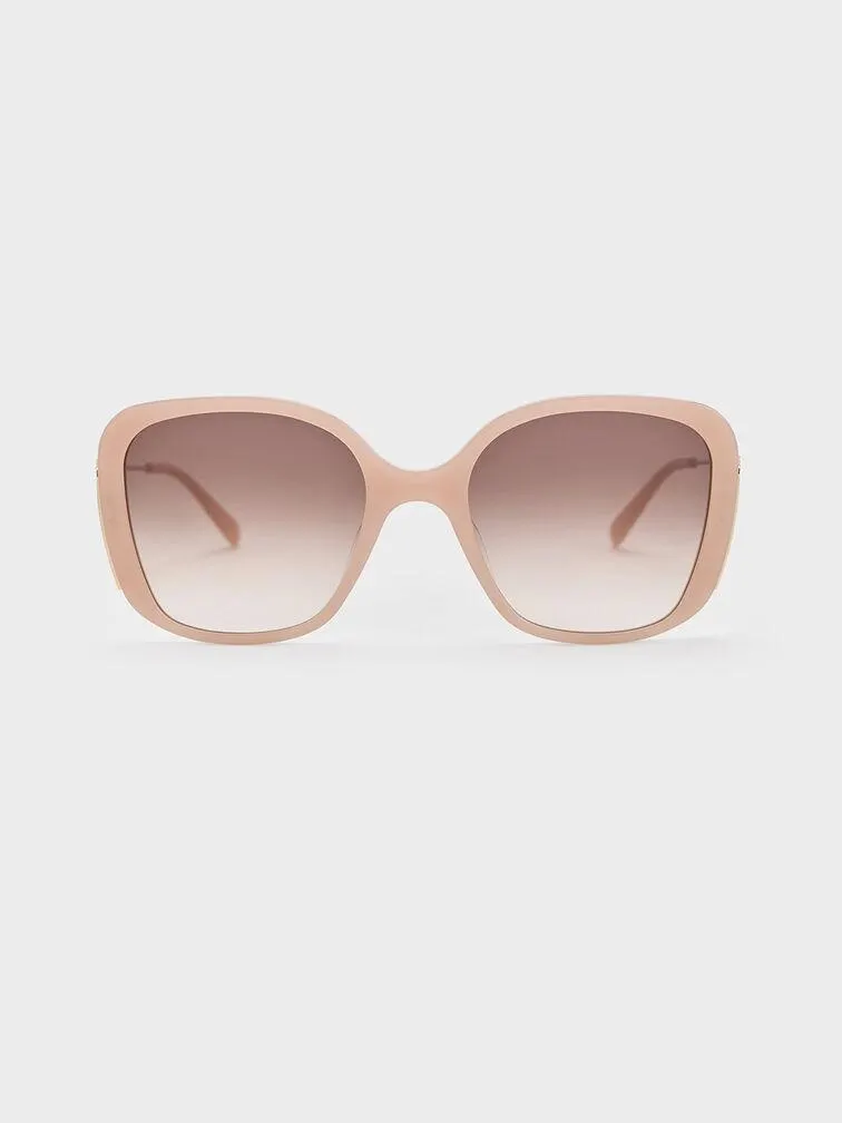 Recycled Acetate Wide-Frame Butterfly Sunglasses