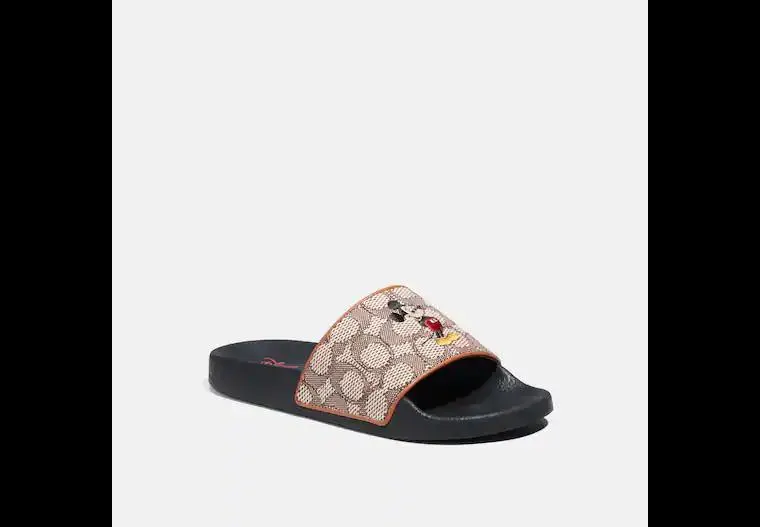 Disney X Coach Sport Slide In Signature Textile Jacquard With Mickey Mouse Embroidery