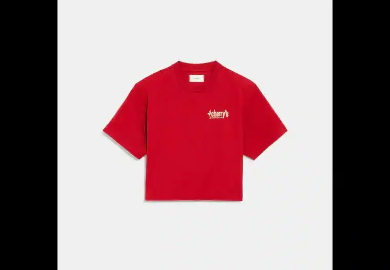 Cropped T Shirt With Cherry's Graphic