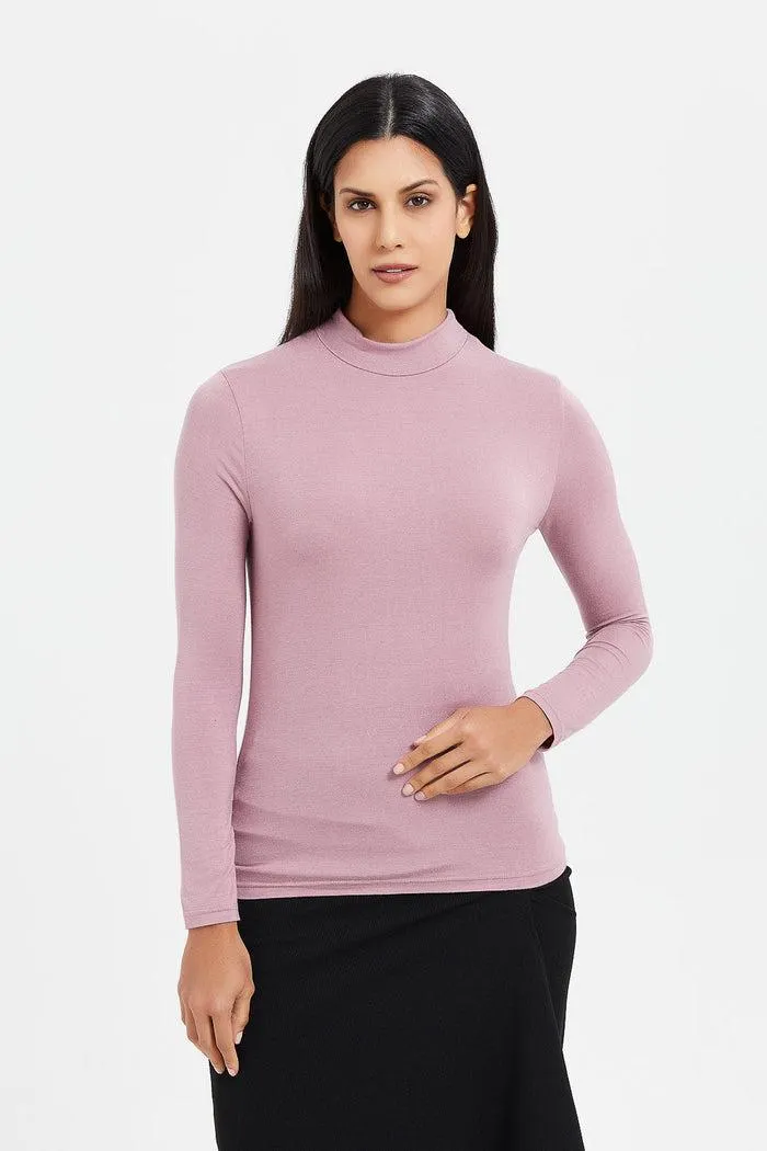 Women Lilac Turtle Neck T-Shirt