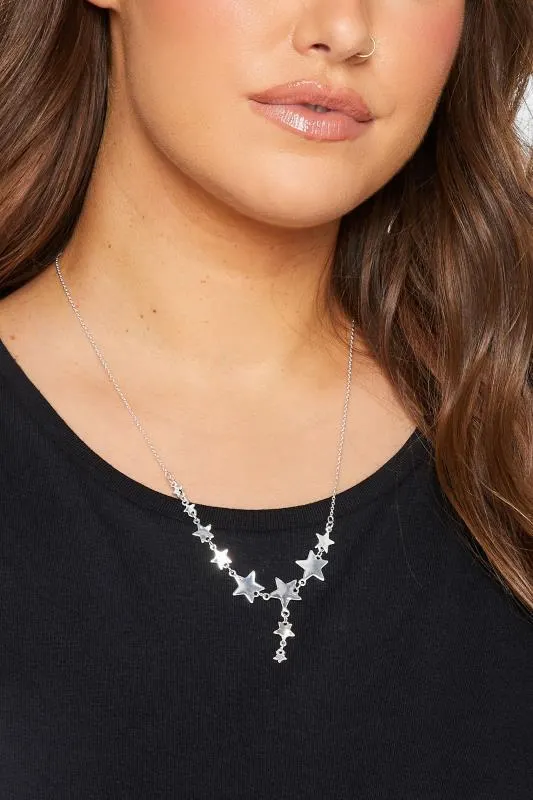 Silver Star Drop Necklace