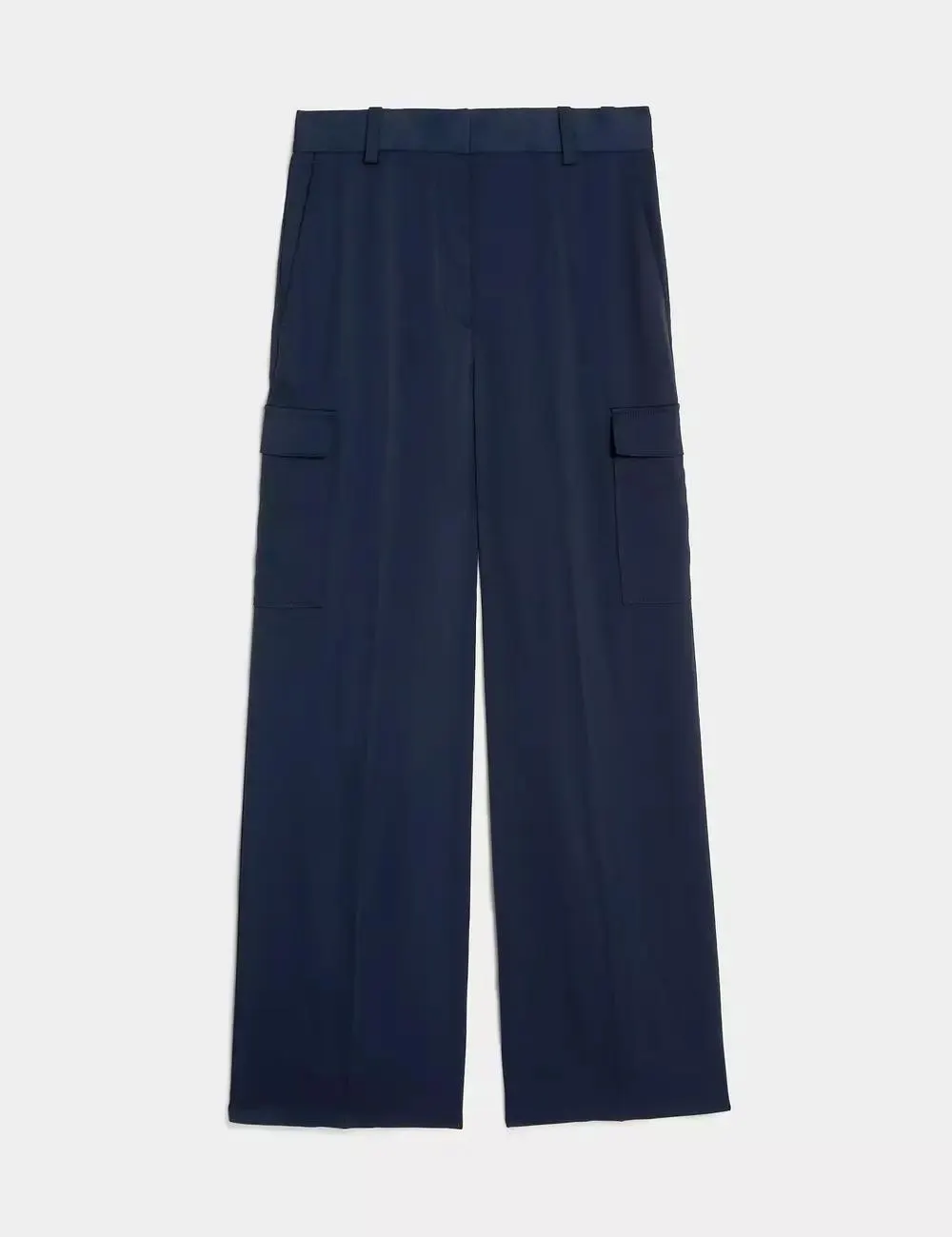 Satin Cargo Wide Leg Trousers