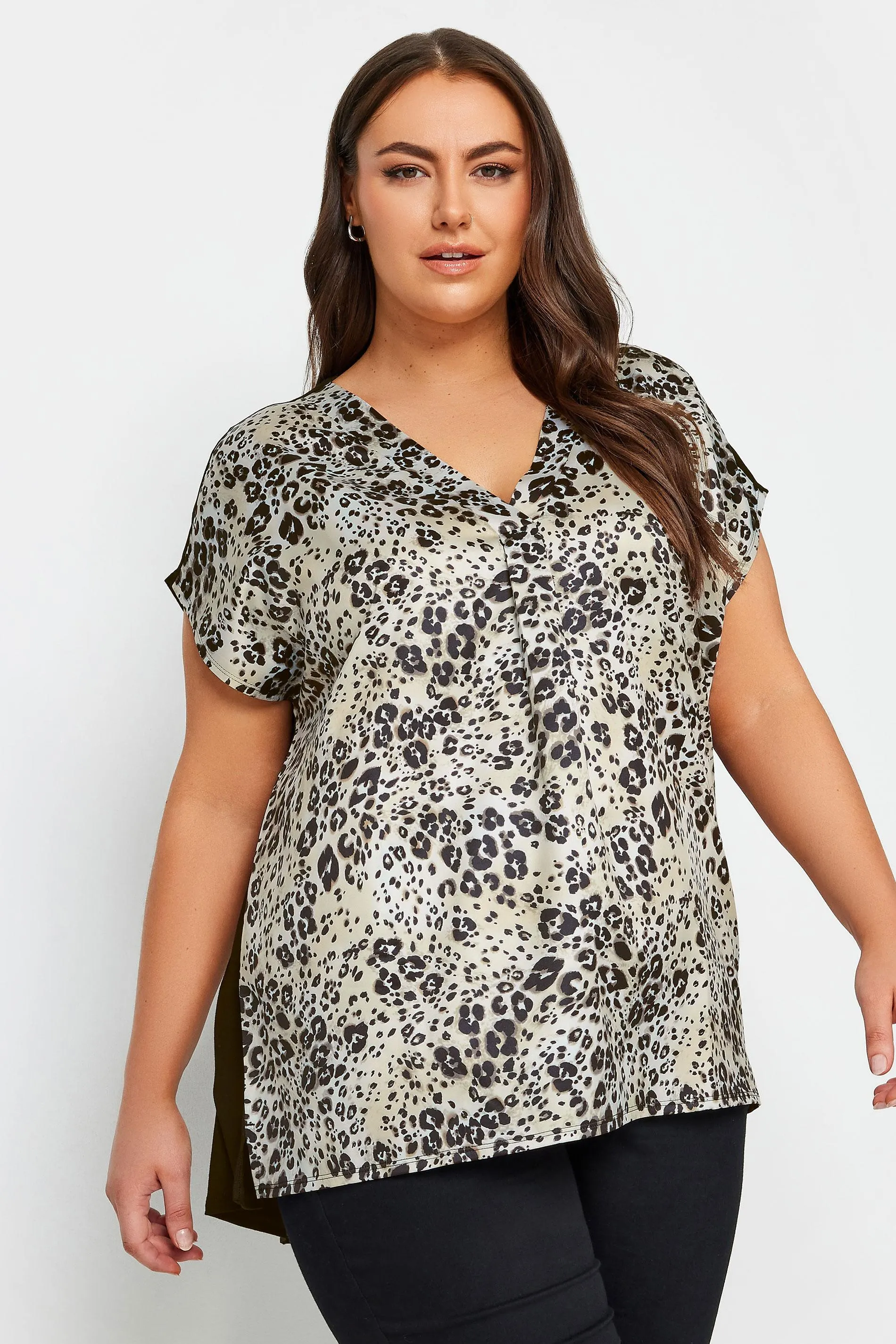YOURS Curve Brown Leopard Print Front T-Shirt