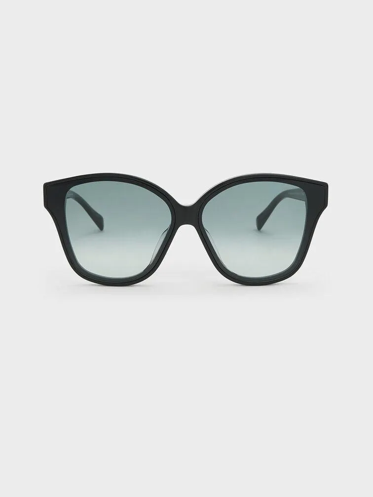 Recycled Acetate Classic Square Sunglasses - Black