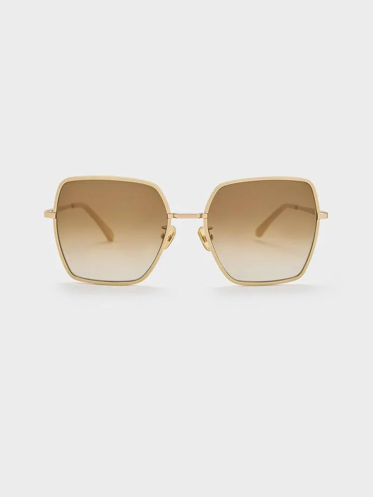 Recycled Acetate Thin-Rim Wide-Square Sunglasses