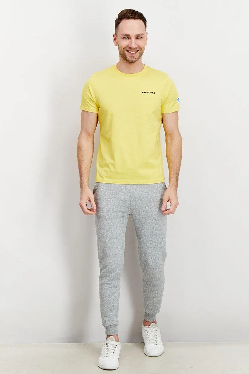 Men Crew Neck Short Sleeve Graphic Logo T-shirt, Yellow
