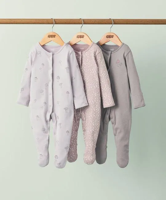 3 pack Amongst The Toadstools Sleepsuits