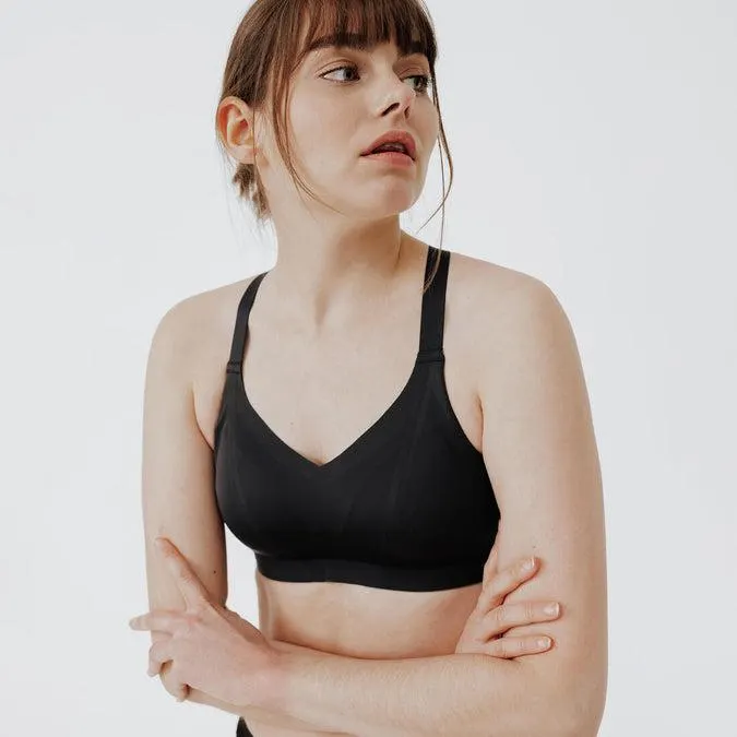 Women's invisible sports bra with high-support cups - Black