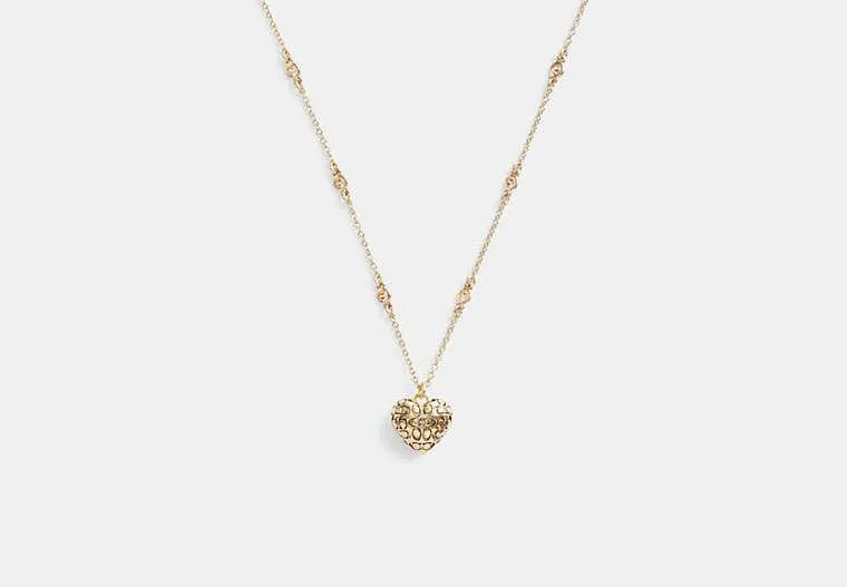 Quilted Signature Heart Pendant Necklace