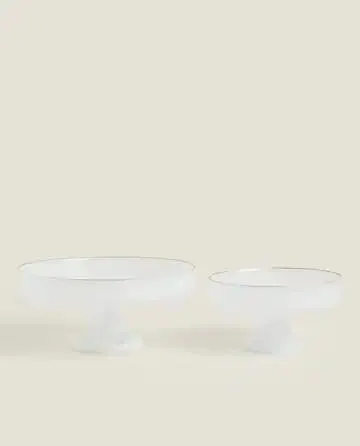 GLASS TABLEWARE SET WITH GOLD RIM