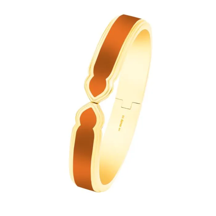Casablanca Brass Bangle with Vivid Orange Ceramic motif 11mm