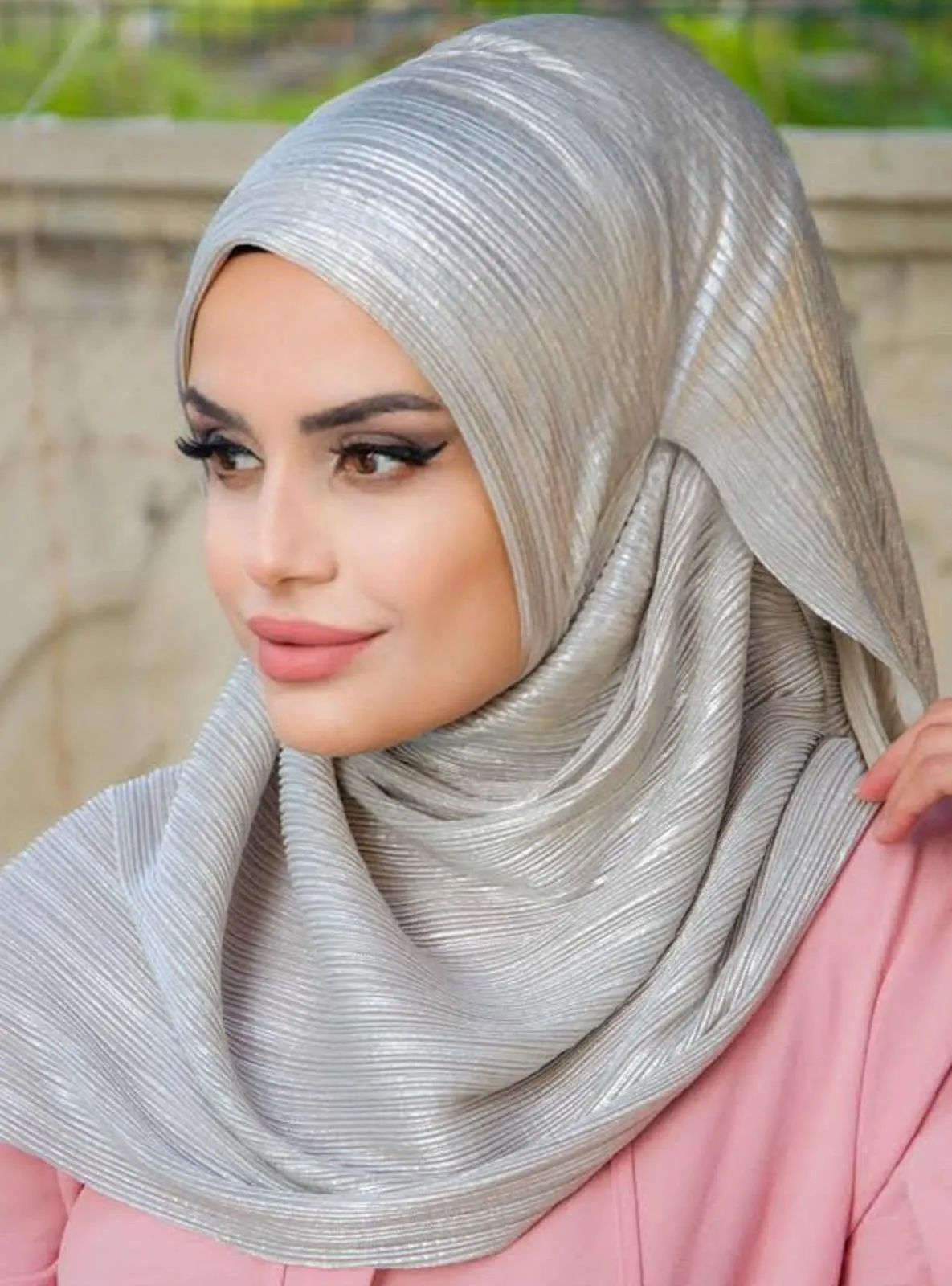 Silver color - Plain - Instant Scarf
