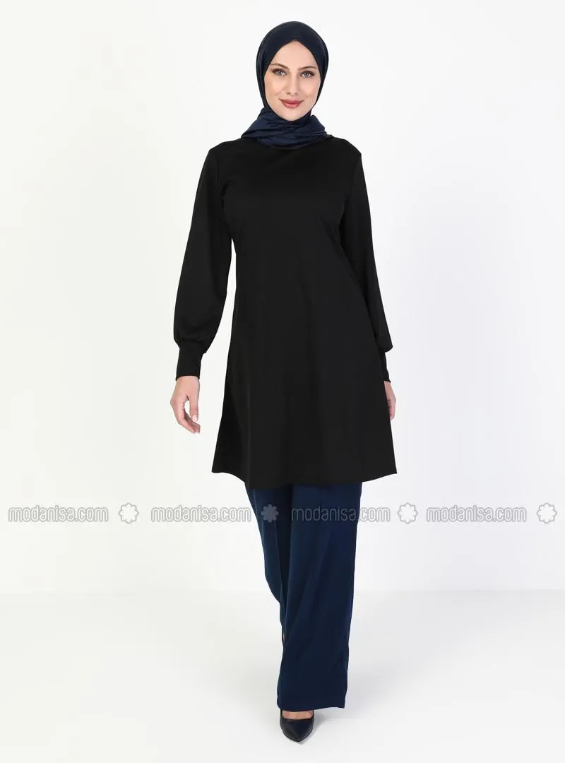 Sleeve Detailed Tunic Black