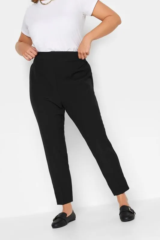 YOURS Curve Black Elasticated Tapered Stretch Trousers