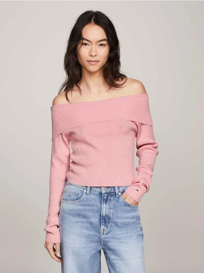 Off-The-Shoulder Ribbed Jumper