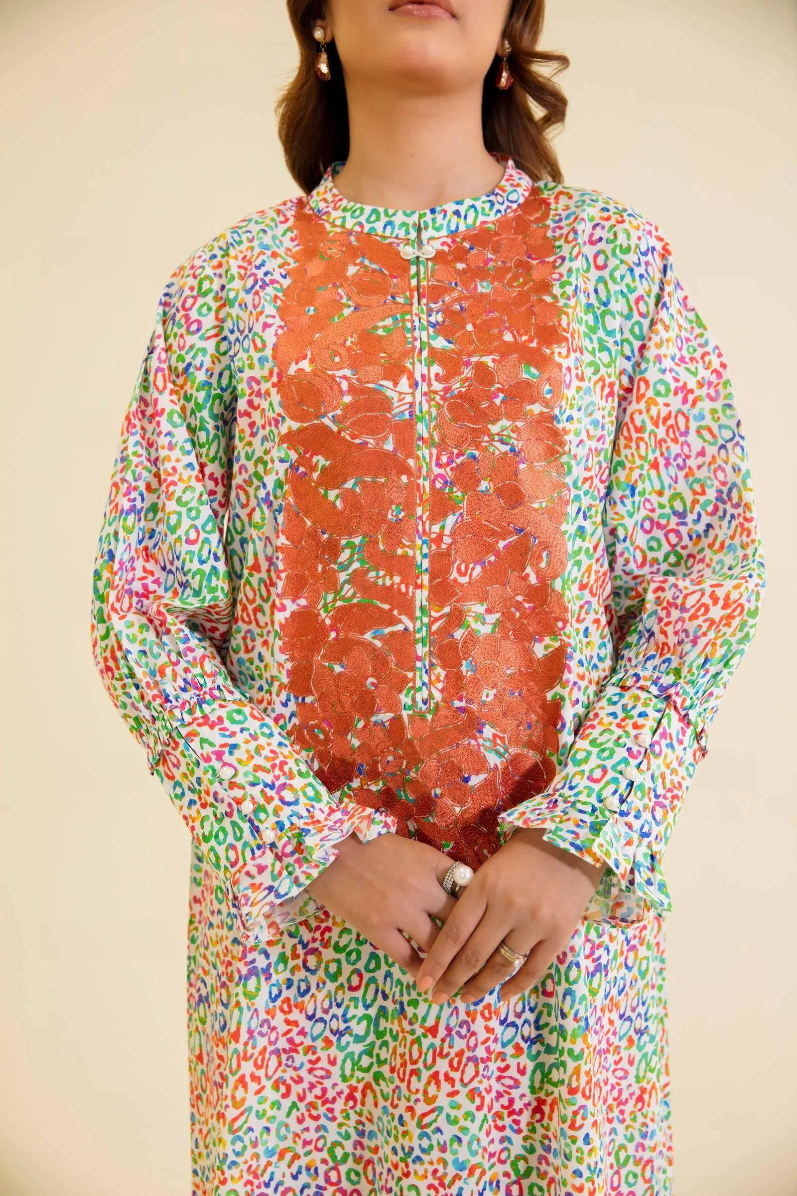 Printed Embroidered Fustaan - FE24-46